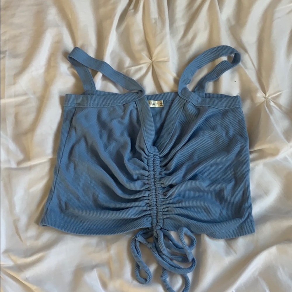 blue crop tank top